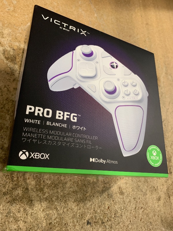 Photo 1 of PDP Victrix Pro BFG Wireless Gaming Controller for Xbox Series X|Series S, Xbox One, and Windows 10/11, Dolby Atmos Audio, Remappable Buttons, Customizable Triggers/Paddles/D-Pad, PC App, White