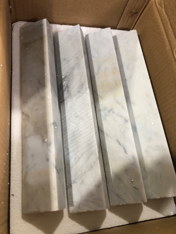 Photo 1 of (see images) Soulscrafts Carrara White Marble Chair Rail Trim Molding, 2x12 Inch Polished for Bathroom Kitchen Shower Walls 8 Pcs/Box