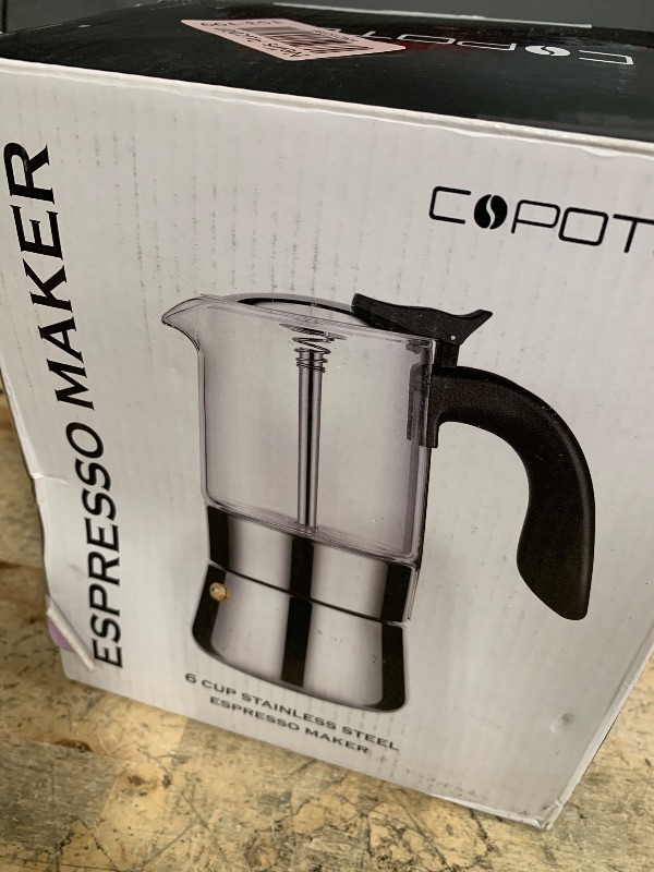 Photo 1 of (USED) COPOTEA Moka Pot-Portable Stovetop Espresso Maker, Borosilicate Glass & Stainless Steel Percolator Coffee Maker 6 Cups (240ml/8.5oz)