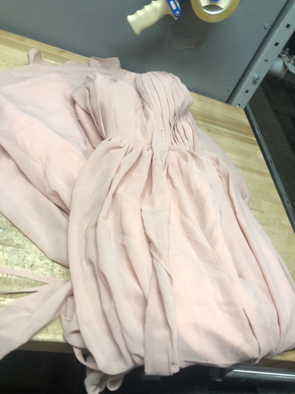 Photo 1 of (medium) (used) Lbrnk Dusty Rose Chiffon Halter Bridesmaid Dresses with Slit 2024 Pleated Bridesmaid Dresses for Wedding Party A-Line Formal Maxi Gown US6