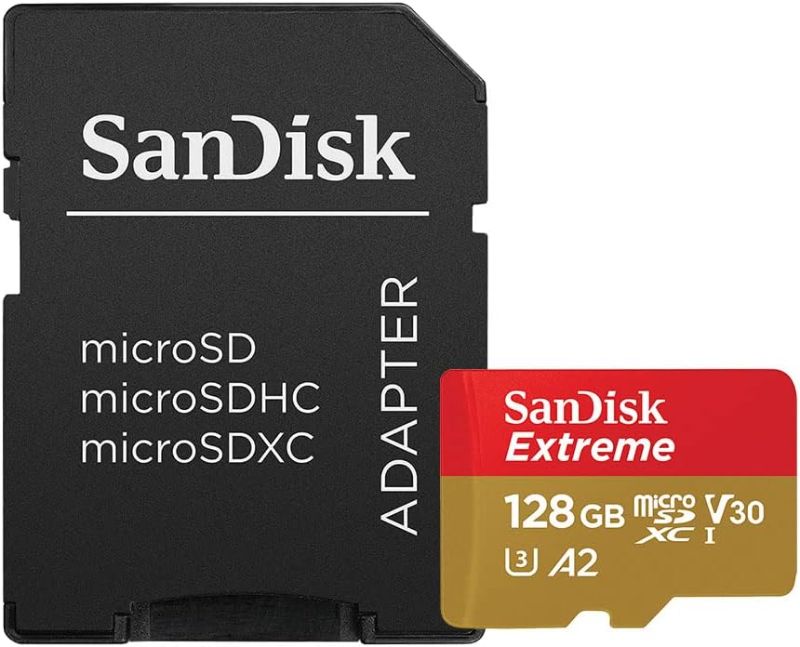 Photo 1 of (18..99) (USED/FAIR) (BAGGED) SanDisk 128GB Extreme microSDXC UHS-I Memory Card with Adapter - Up to 160MB/s, C10, U3, V30, 4K, A2, Micro SD - SDSQXA1-128G-GN6MA
