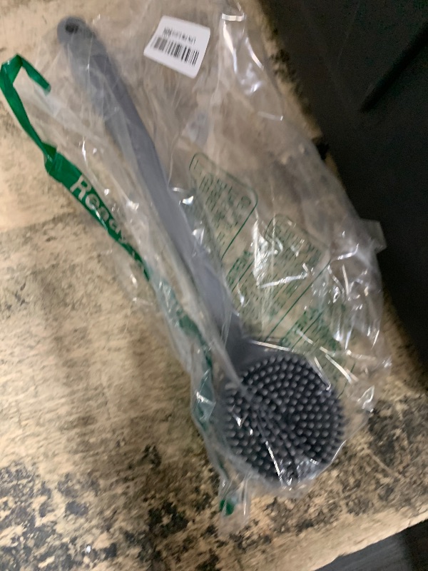 Photo 1 of **JUST BRISTLE**Manmihealth Silicone Back Scrubber(Thick Bristles) & Soft Bath Glove Set, Super-Exfoliating Body Scrubber & Super-Lathering Shower Brush Combination, with a Free Hook.(Gray)