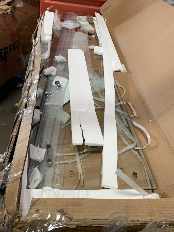 Photo 1 of ****PARTS ONLY***Mersviton Double Sliding Shower Door 60" W x 74" H, Frameless Shower Enclosure 5/16" (8mm) Clear Tempered Glass, Stainless Steel Square Guide Rail, Brushed Nickel Finished