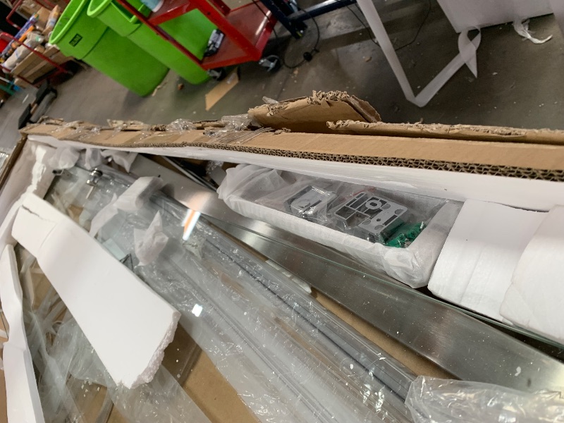 Photo 1 of ****PARTS ONLY***Mersviton Double Sliding Shower Door 60" W x 74" H, Frameless Shower Enclosure 5/16" (8mm) Clear Tempered Glass, Stainless Steel Square Guide Rail, Brushed Nickel Finished