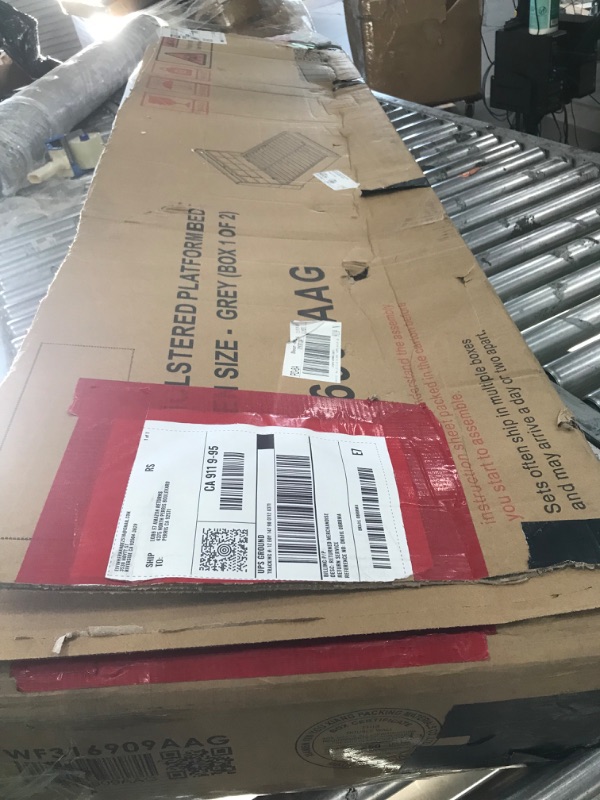Photo 1 of ***MISSING BOX 2/2*** Upholstered platform bed size queen 