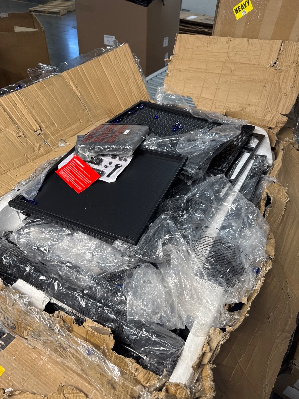 Photo 1 of (PARTIAL SET) (DAMAGED) (PARTS) 
44 Inch Propane Fire Pit Table, 50000BTU Rectangle Fire Table with Double-Sided Cover, Separate Storage Space, Slate Tabletop&Hidden Ignition, CSA Certified, Companion for Your Garden (Double Door)