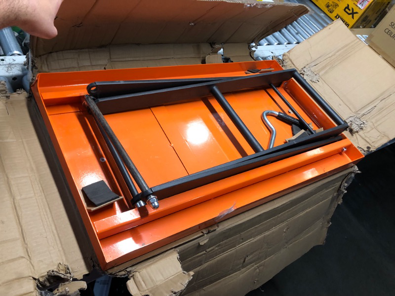 Photo 1 of (used)(incomplete) Hydraulic Lift Table Cart - 770 lbs Capacity, Adjustable Up to 59" Lifting Height, Manual Double Scissor Lift Table 