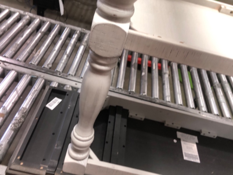 Photo 1 of Signature Design by Ashley Havalance Farmhouse Sofa Table, Flip Top Design for Additional Dining Space and Fixed Lower Shelf, Gray & White with Weathered Finish