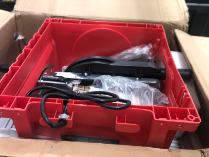 Photo 1 of 10 Inch Table Saw, Portable Benchtop Table Saw, Stand & Push Stick, Adjustable Blade Height, With Port for Connecting Dust Collector, 90°Cross Cut & 0-45°Bevel Cut, 5000RPM