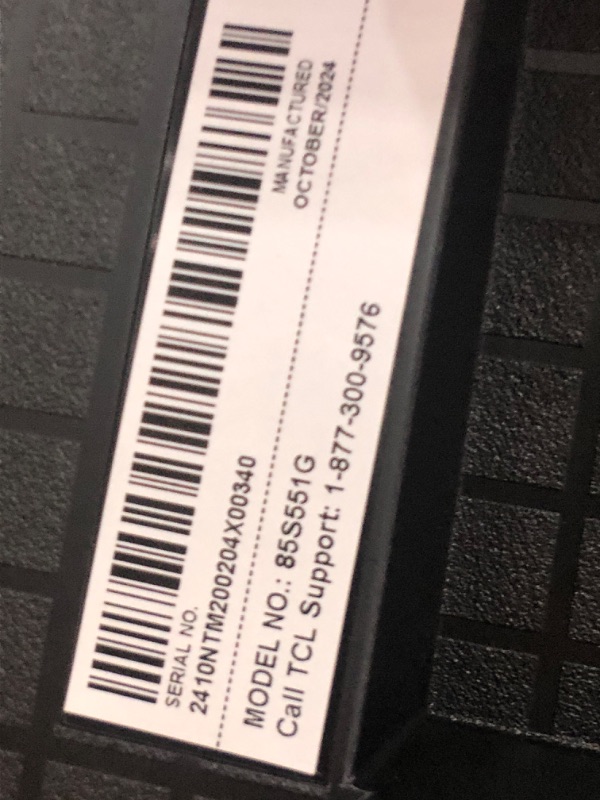 Photo 1 of ******************SCREEN BROKEN, NON-FUNCTIONAL, FINAL SALE****************

TCL 85-Inch Class QM6K Series QD-Mini LED 4K UHD Google Smart TV Best Value Mini-LED TV - QLED, 144hz, 288hz Gaming Rate, High Contrast Screen, Onkyo Audio, Dolby Atmos (85QM6K, 