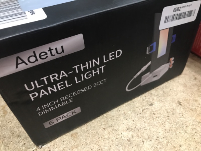 Photo 1 of Adetu 4 inch Square Led Recessed Lighting,6 Pack 5CCT Ultra Thin Square Led Ceiling Light with Junction Box,10W 860LM,CRI90,2700K-5000K Selectable,Dimmable Canless Downlight,ETL and Energy Star