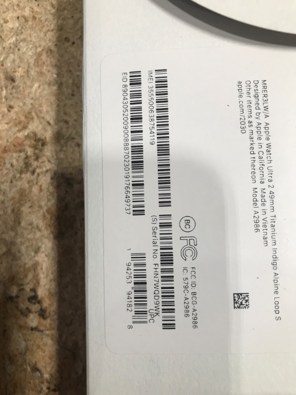 Photo 1 of ***white band***Apple Watch Ultra 2 [GPS + Cellular 49mm] Smartwatch with Rugged Titanium Case & Indigo Alpine Loop Small. Fitness Tracker, Precision GPS, Action Button, Extra-Long Battery Life