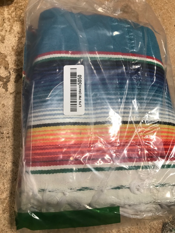 Photo 1 of AerWo Mexican Tablecloth 60 x 85, Mexican Serape Blanket with Tassels for Fiesta Party Cinco De Mayo Decorations, Rectangle Woven Stripe Tablecloth, Outdoor Picnic Blankets Dining Table Cover