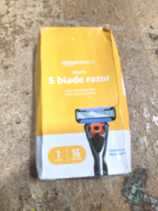 Photo 1 of Amazon Basics 5-Blade MotionSphere Men's Razor with Dual Lubrication and Precision Trimmer, 17 Piece Set, 1 Handle & 16 Cartridges, Black