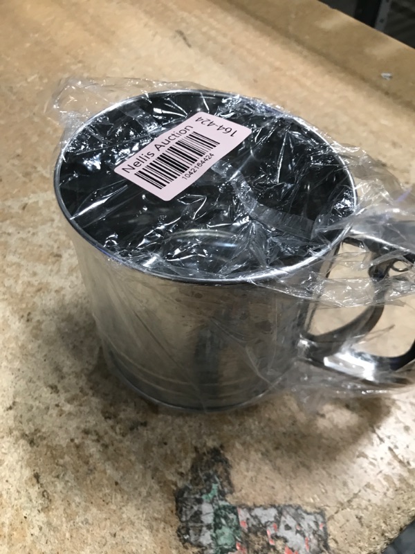 Photo 1 of 5 Cup Flour Sifter for Baking – Large Capacity Flour Sifter Stainless Steel (5.1" x 5.1") with Double Mesh – One-Hand Operation, Designed for Quick & Easy Sifting