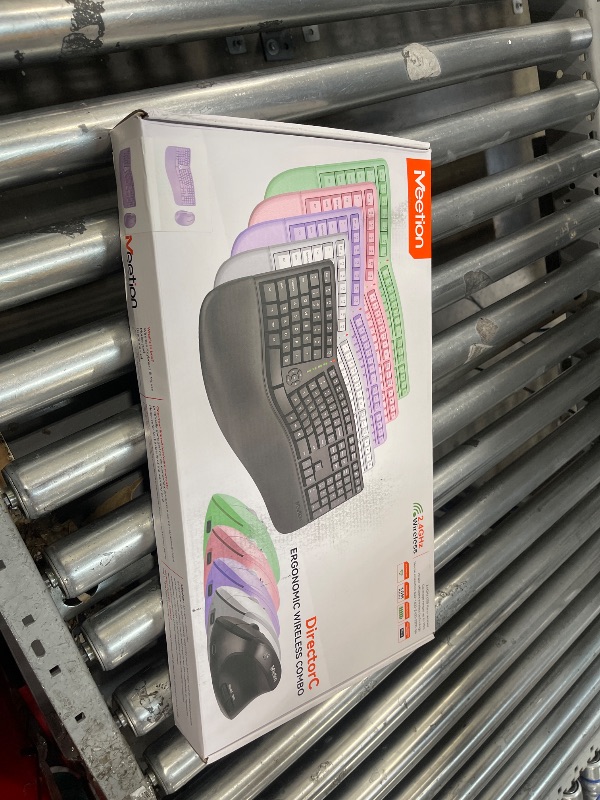 Photo 1 of MEETION Ergonomic Wireless Keyboard and Mouse, Split Arch Keyboard with Cushioned Wrist Palm Rest, Wireless Vertical Mouse, Rechargeable Full Size, Windows/Mac/Computer/Laptop, Purple