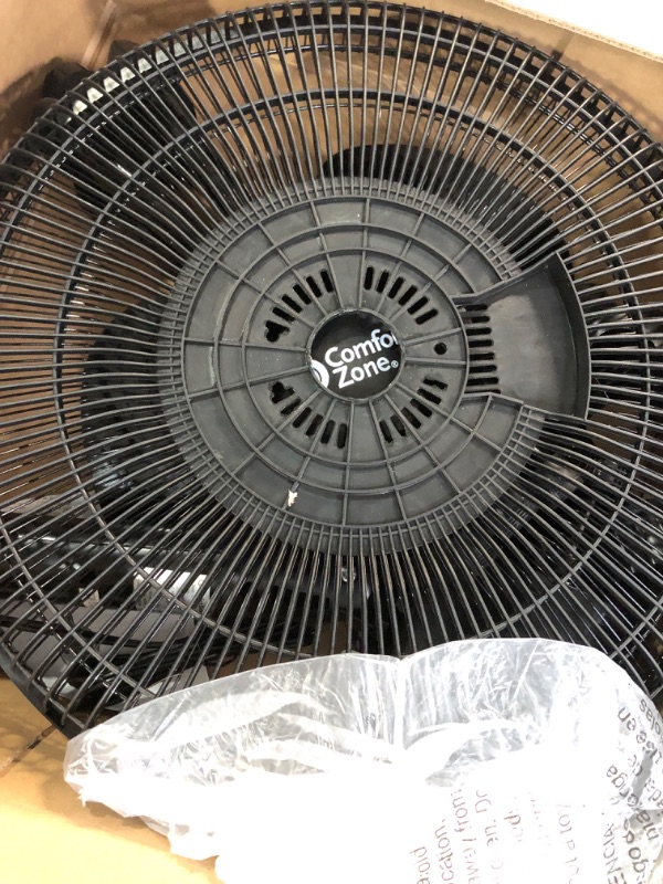 Photo 1 of (used)(missing pieces) Comfort Zone Electric Oscillating Pedestal Fan, Stand Fan, 16 inch, 3 Speed, 90 Degree Oscillating Head, Adjustable Height and Tilt, Airflow 