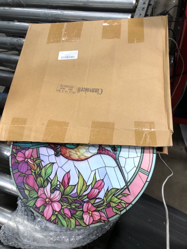 Photo 1 of ***MISSING HARDWARE*** Cinnvoice 14" Outdoor Side Table Round Small Mosaic Patio Accent Indoor End Plant Metal Coffee Tea Table for Yard Porch Garden Patio Living Room, Bedroom(Hummingbird Style,14")
