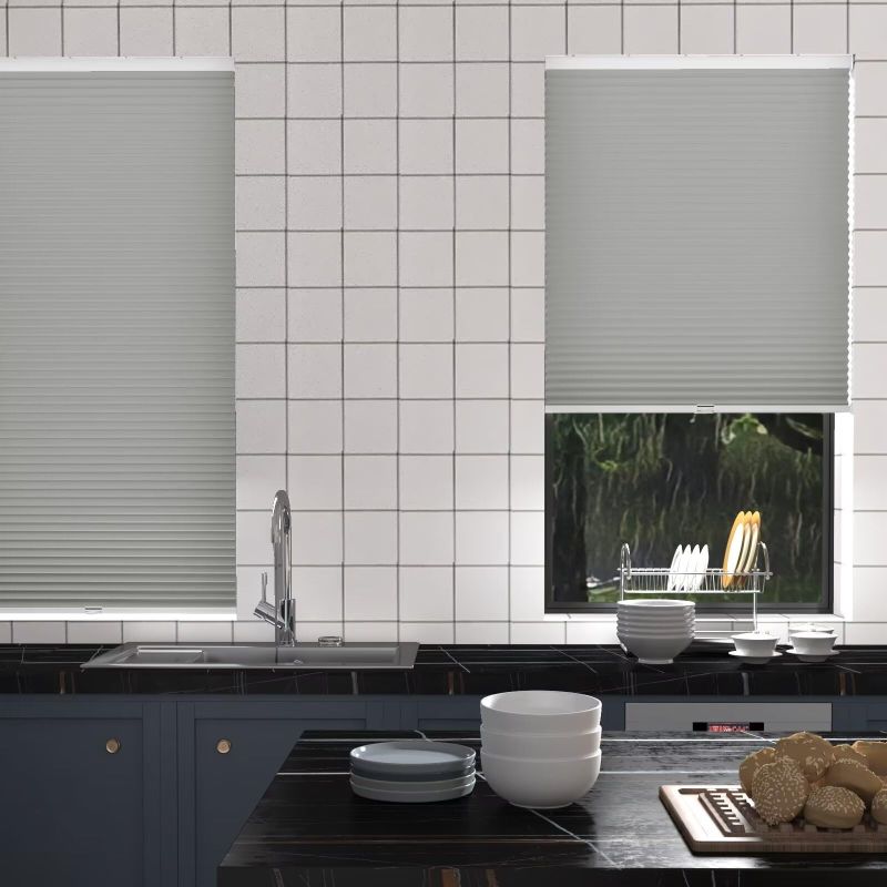 Photo 1 of (single window) MYshade Cordless Cellular Window Shades No Tools No Drill Blackout Blinds for Indoor Windows Size 18" Wide X 64" Height Grey Room Darkening Window Blinds for Bedroom, Bathroom, Kitchen, Living Room