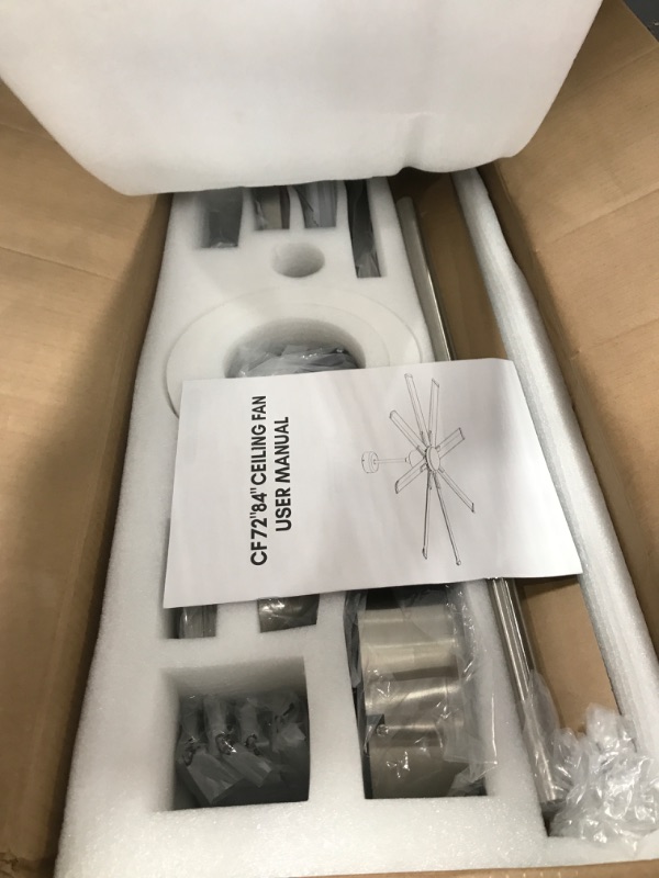 Photo 1 of Maxslak 72 Inch Ceiling Fan with Light,Industrial Ceiling Fan with 8 Nickel Aluminum Blades,Smart Fan Works with Alexa,Garage Outdoor/Indoor Fan for Patio and Living Room