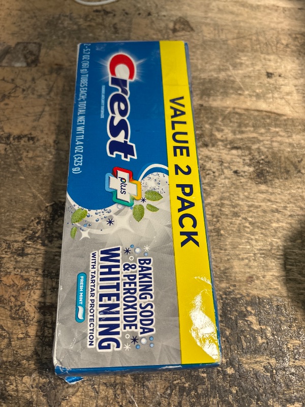 Photo 1 of Crest Cavity & Tartar Protection Toothpaste, Whitening Baking Soda & Peroxide, 5.7 oz, Pack of 2