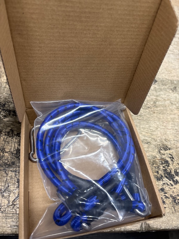 Photo 1 of  Bungee Cords with Stainless Steel Carabiner, Heavy Duty Strong Bungee Cords for Camping, Tarps, Bike Rack, Hand Carts etc, Set of 4 ( unknown to size)