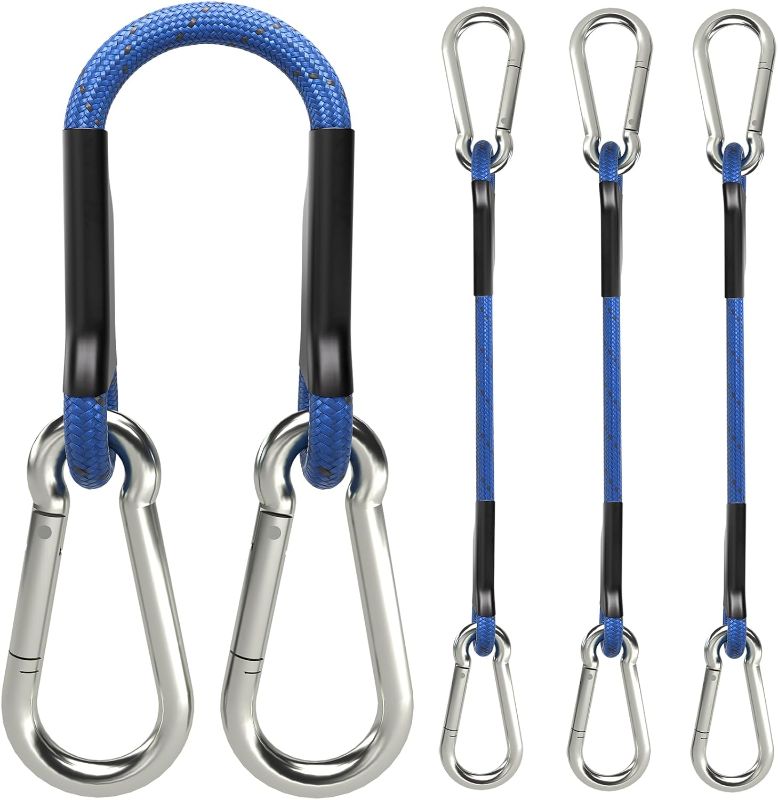 Photo 1 of  Bungee Cords with Stainless Steel Carabiner, Heavy Duty Strong Bungee Cords for Camping, Tarps, Bike Rack, Hand Carts etc, Set of 4 ( unknown to size)