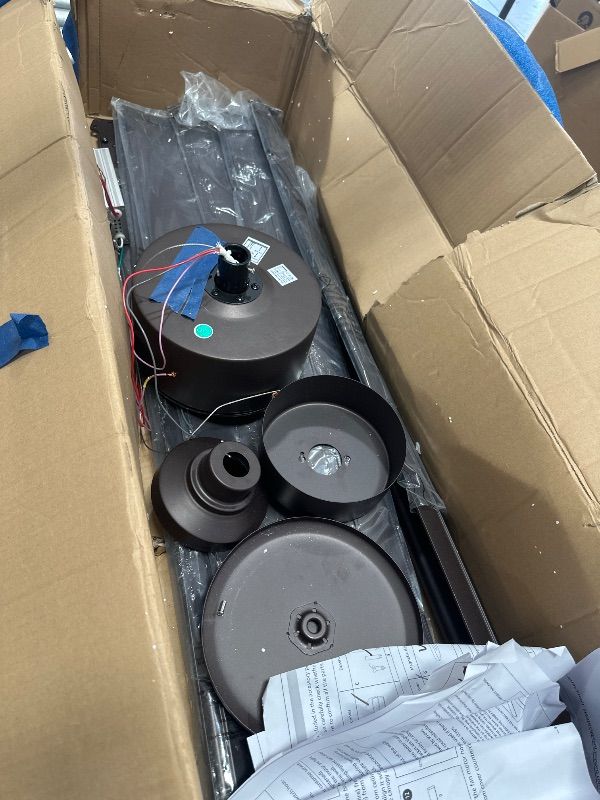 Photo 1 of *** PARTS ONLY *** ZMISHIBO 96 Inch Industrial DC Motor Ceiling Fan, Large Ceiling Fan with 8 Reversible Blades, 3 Downrods, 6-Speed Remote Control, Home or Commercial Ceiling Fans for Porch/Garage/Shop, Oil-bronze