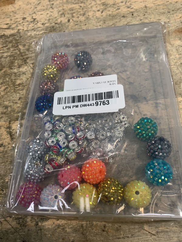 Photo 1 of 20mm Beads for Pens - 20 Pcs Rhinestone Beads and 220 Pcs Spacer Bead for Beadable Pens - Glitter Acrylic Bubblegum Round Bling Bead - Beaded Pen Supplies - Focal Bead for Bracelets(Colorful)