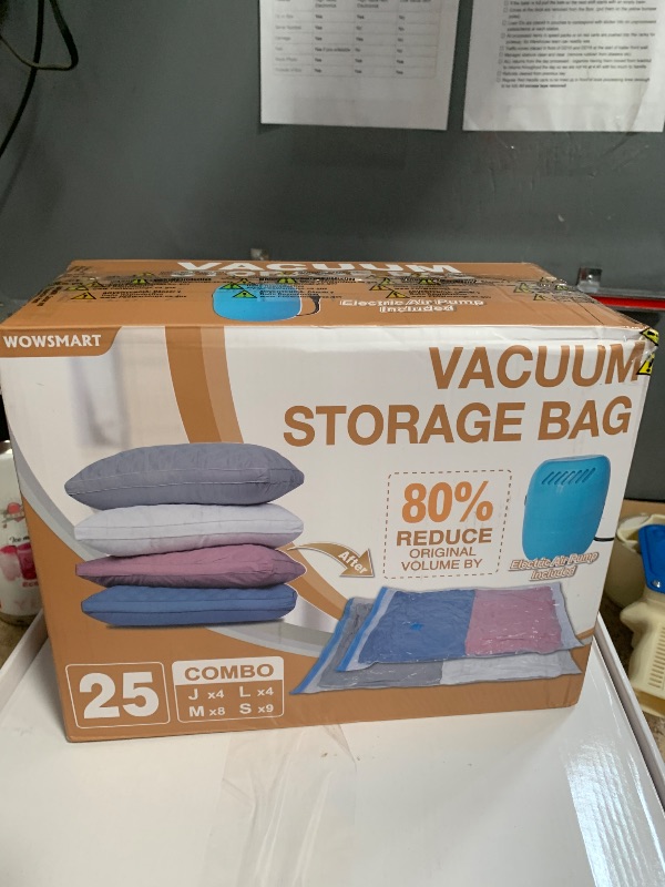 Photo 1 of 25 Vacuum Storage Bags with Electric Pump, 80% Space Saver Bags Vacuum Sealer for Clothes, Clothing, Comforters, Pillows, Towel, Blanket Storage, Bedding