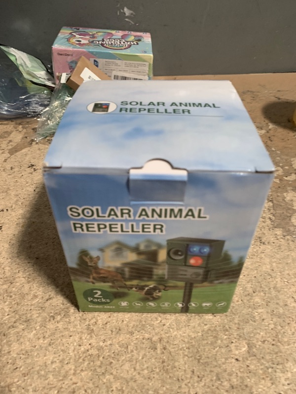 Photo 1 of 2 Packs Solar Animal Repeller Ultrasonic, Cat Repellent Outdoor with USB Recharging, Waterproof Ultrasonic Deer Repellent Motion Activated Repel Dog, Squirrel, Deer, Raccoon, Skunk, Rabbit