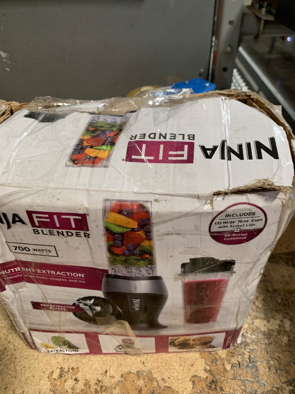 Photo 1 of ***PARTS ONLY ITEM** Ninja Fit Compact Personal Blender, Portable Blender for-Smoothies, Shakes, Food Prep, and Frozen Blending, 700-Watt Base, (2) 16-oz. Cups and Spout Lids, Black QB3001SS