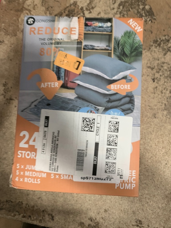 Photo 1 of 24 Pack Vacuum Storage Bags with Electric Pump, (5 Jumbo, 5 Large, 5 Medium, 5 Small, 4 Roll Up Bags) Space Saver Bag for Clothes, Mattress, Blanket, Duvets, Pillows, Comforters,Travel