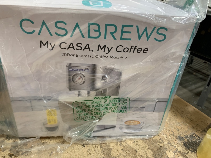 Photo 1 of **SEE NOTES**CASABREWS CM5418 Espresso Machine 20 Bar, Compact Espresso Maker with Steam Milk Frother, Stainless Steel Coffee Machine with 34oz Removable Water Tank for Cappuccino, Latte, Silver