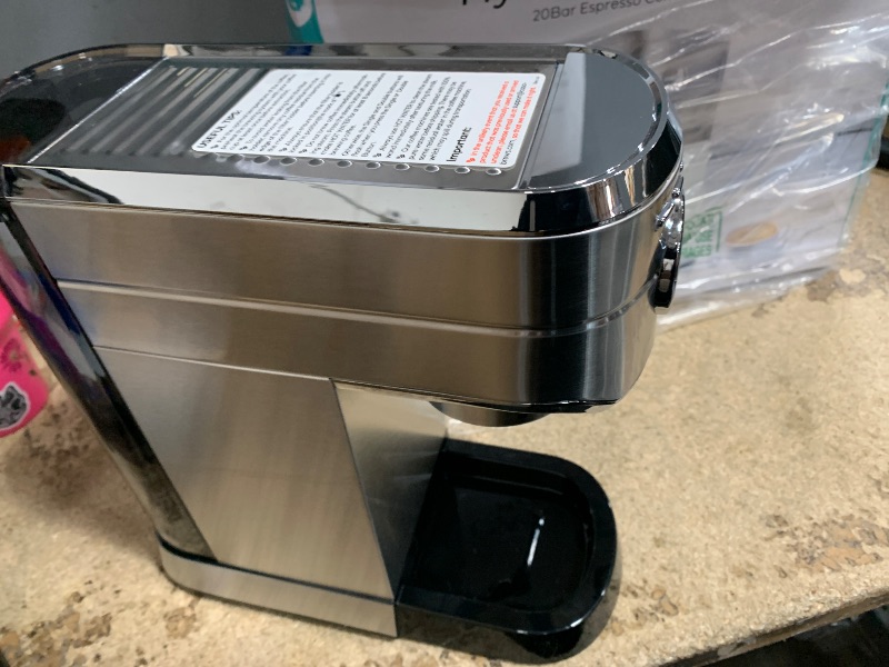 Photo 1 of **SEE NOTES**CASABREWS CM5418 Espresso Machine 20 Bar, Compact Espresso Maker with Steam Milk Frother, Stainless Steel Coffee Machine with 34oz Removable Water Tank for Cappuccino, Latte, Silver