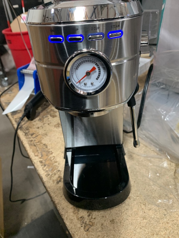 Photo 1 of **SEE NOTES**CASABREWS CM5418 Espresso Machine 20 Bar, Compact Espresso Maker with Steam Milk Frother, Stainless Steel Coffee Machine with 34oz Removable Water Tank for Cappuccino, Latte, Silver