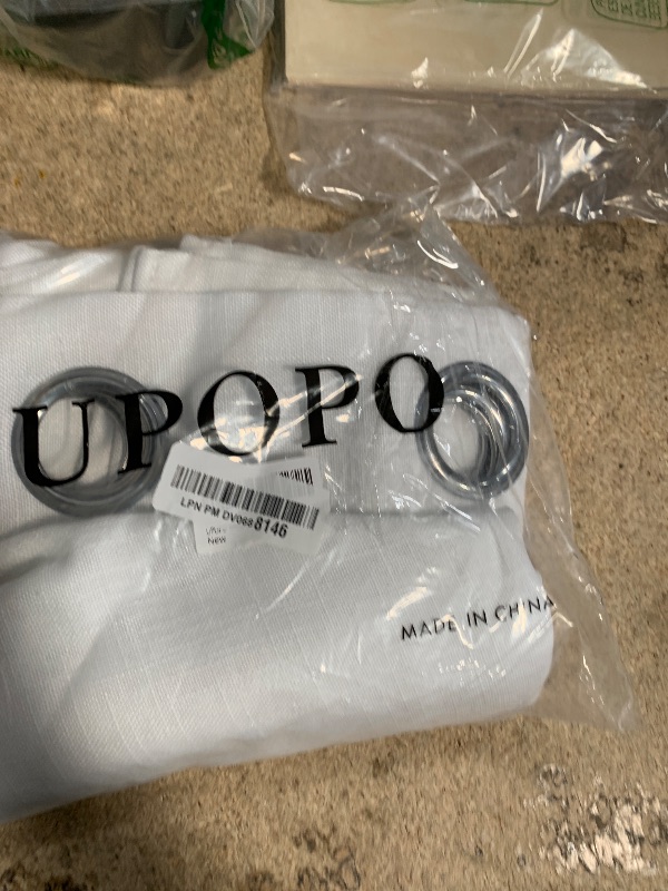 Photo 1 of **SEE NOTES***UPOPO White Sheer Kitchen Tier Curtains 30 inches Linen Textured Short Small Mini Sheer Cafe Curtains Over Sink Farmhouse Rustic Vintage Cabinet Caravan Door Bathroom 2 Panelss Grommet Top 34"x30"