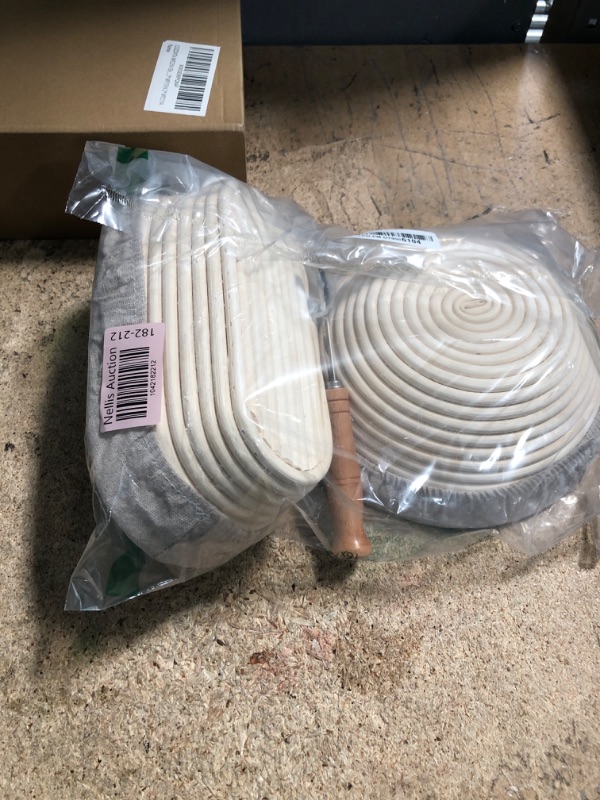 Photo 1 of ***ONLY BREAD BASKET & RAZOR CUTTER*** Sourdough Proofing Basket Gift Set, 9" Round and 10" Oval Banneton Bread Baking Supplies, Sourdough Baskets with Bread Lame, Danish Whish, Bowl Scraper, Sourdough Scraper, and Linen Liners