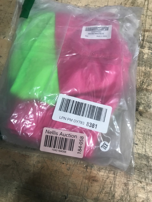Photo 1 of *ONLY SHORTS* Yisfri Women Retro 80's 90's 2 Piece Track Suit Theme Party Zipper Windbreaker Neon Joggers Set (Pink, 2XL)