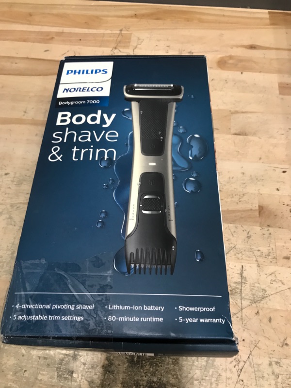 Photo 1 of Philips Norelco Bodygroom 7000 Series, Showerproof Groin and Body Trimmer for Men, Precise Body Grooming, Adjustable Comb, Safe Even Below The Belt, 80 Min. Runtime, Model BG7030/49