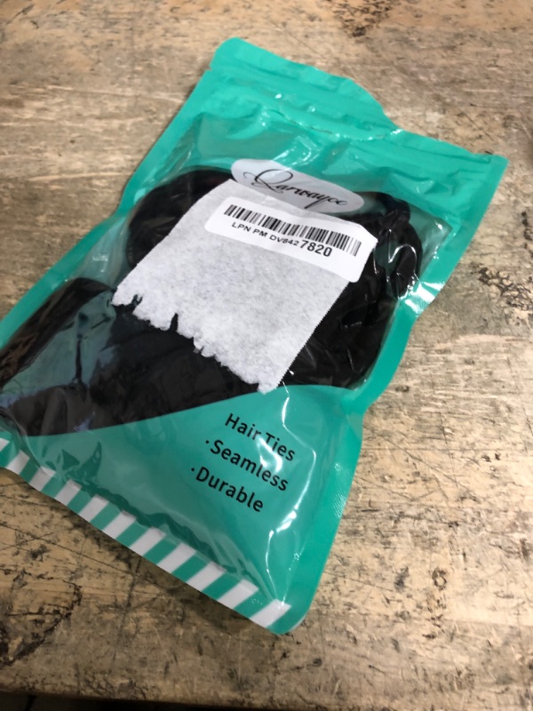 Photo 1 of 50PCS Black Hair Ties for Women, Cotton Seamless Hair Bands, Elastic Ponytail Holders, No Damage for Thick Hair, 2 Inch in Diameter, by Qarwayoc