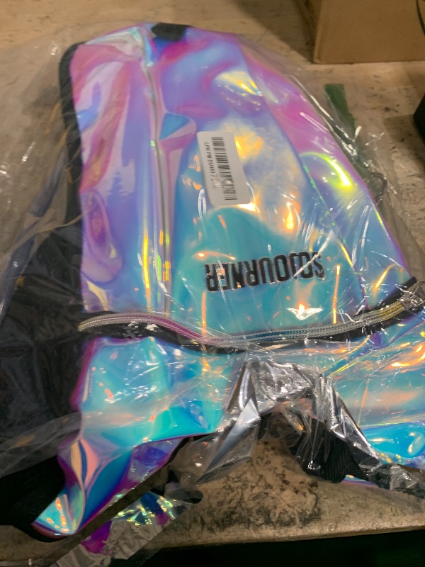 Photo 1 of SOJOURNER Hydration Pack Backpack - 2L Water Bladder Included for Festivals, Raves, Hiking, Biking, Climbing, Running and More (Iridescent - Blue)