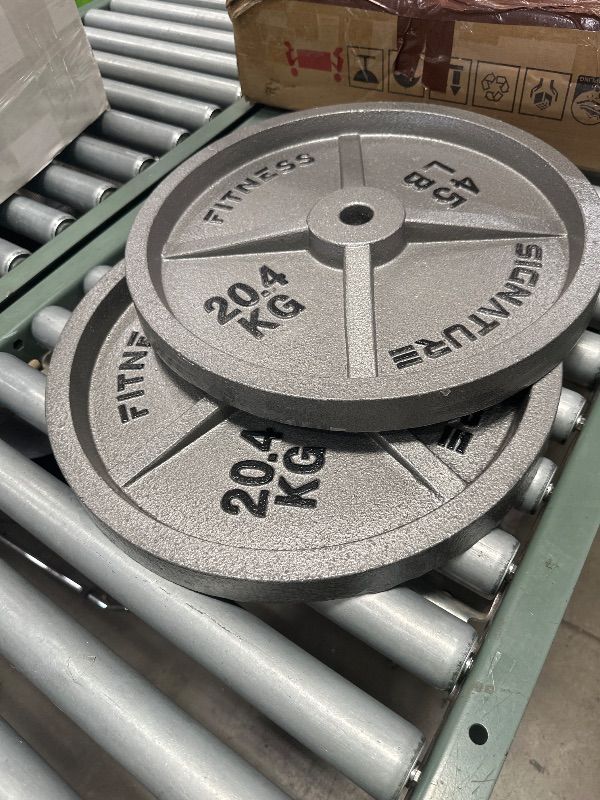 Photo 1 of 1.5-Inch Olympic Cast Iron Weight Plates with E-Coating 45 lb set of 2