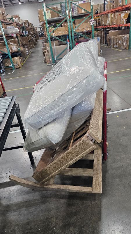 Photo 1 of ***PARTS ONLY***Signature Design by Ashley Carter Hall Outdoor Eucalyptus Patio Sofa with Cushion, Beige