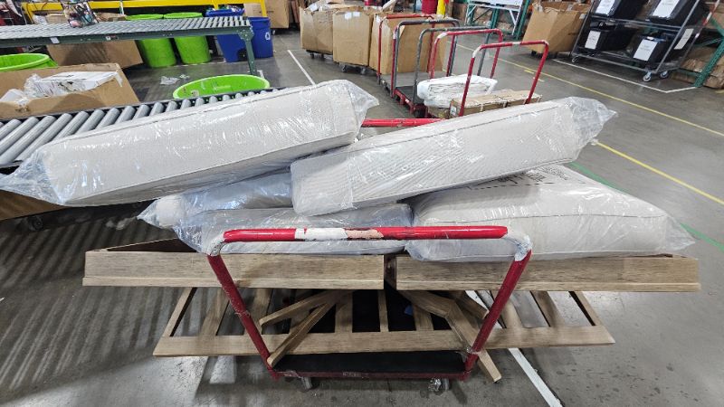 Photo 1 of ***PARTS ONLY***Signature Design by Ashley Carter Hall Outdoor Eucalyptus Patio Sofa with Cushion, Beige