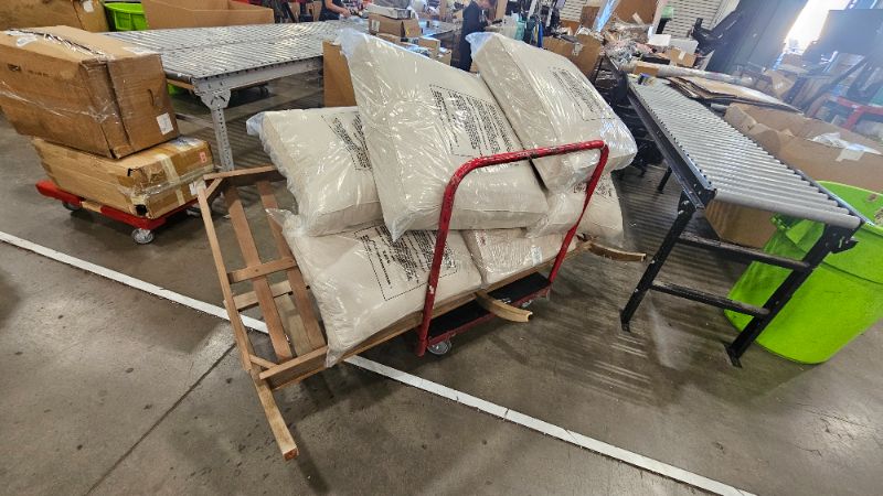 Photo 1 of ***PARTS ONLY***Signature Design by Ashley Carter Hall Outdoor Eucalyptus Patio Sofa with Cushion, Beige