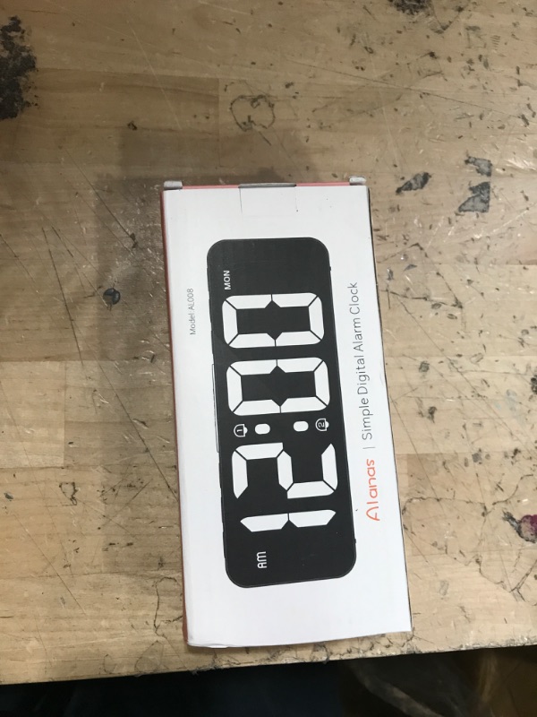 Photo 1 of ALANAS Compact Digital Alarm Clocks for Bedrooms - Small Clock with Large LED Display, Easy-to-Read Time, Dual Alarm with Snooze, Adjustable Volume & Dimmer, USB Charger for Phones, Simple Design
