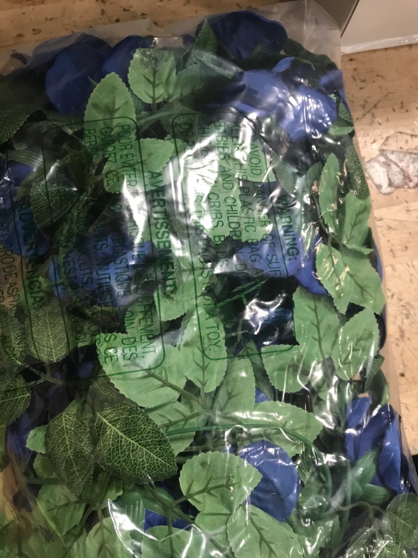 Photo 1 of 2 Pack (16FT) Artificial Rose Vine Fake Flowers Garland Hanging Silk Rose Ivy Plants Vine for Wedding Arch Party Garden Home Bedroom Office Wall Aesthetic Art Décor (Royal Blue)