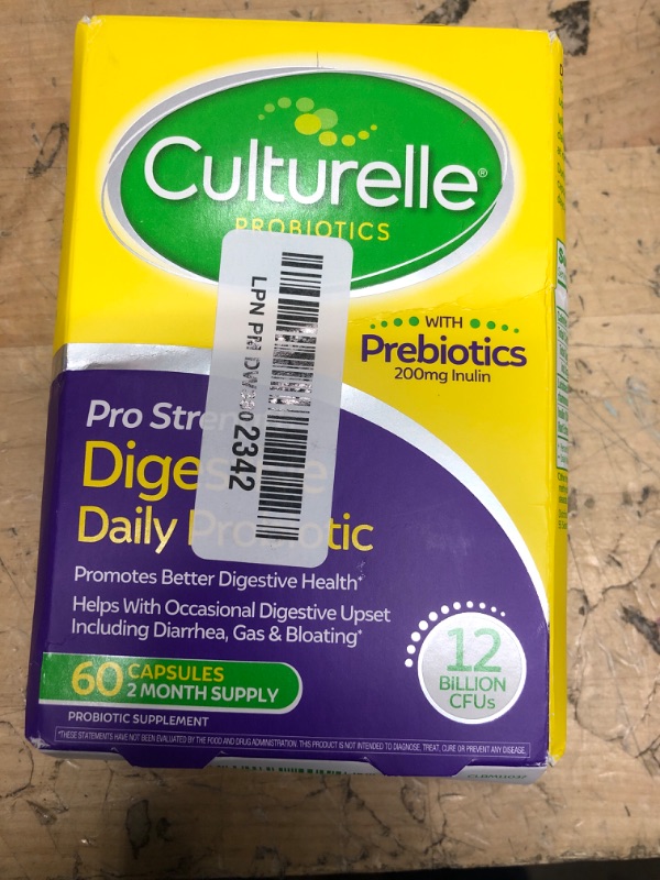 Photo 1 of Culturelle Pro Strength Daily Probiotics For Digestive Health (2 Month Supply) with Prebiotics for Women & Men, Supports Occasional Diarrhea, Gas & Bloating, Gluten & Soy Free, 60 Count
