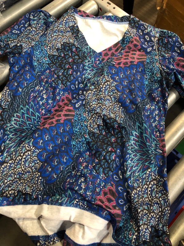 Photo 1 of (please see all images) Maxigerui Women's Long Sleeve Boho Maxi Dress Floral Print Long Dress Blue Abstract Print (medium)